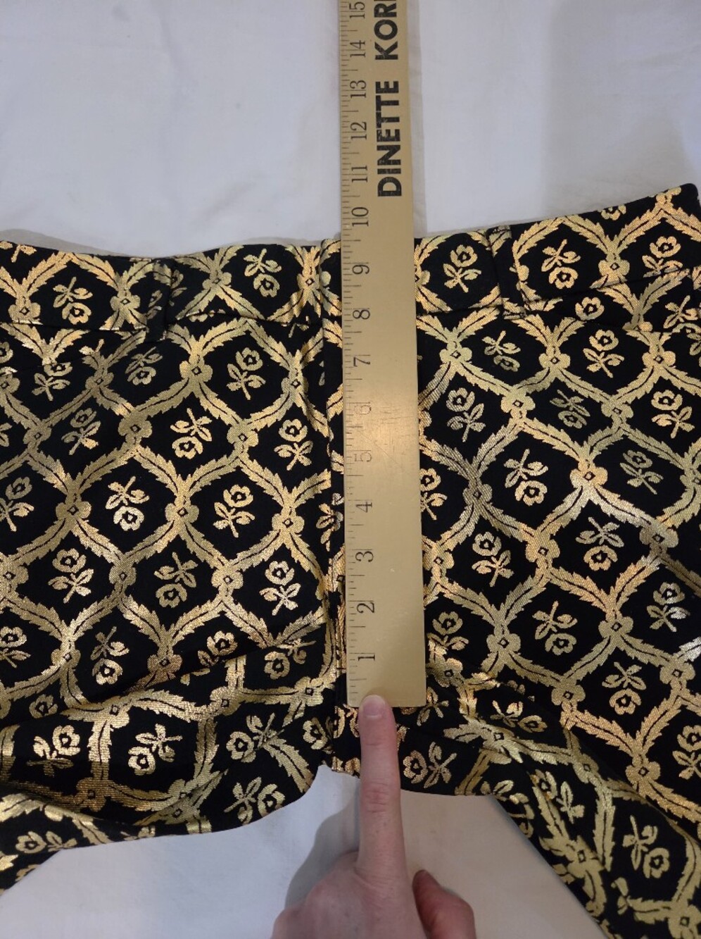 Old Navy Pixie Mid-Rise Gold Black Brocade Ankle Pants 10 - Picture 11 of 12